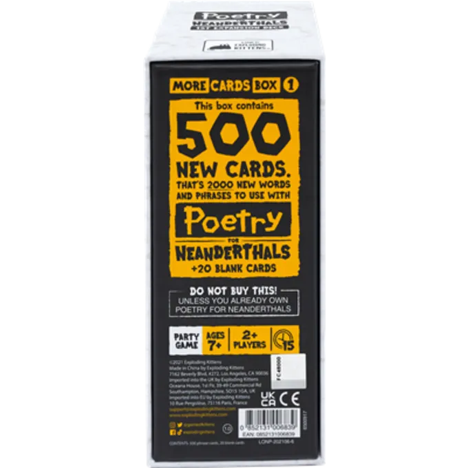 EXPLODING KITTENS Poetry For Neanderthals 1st Expansion - Billede 2